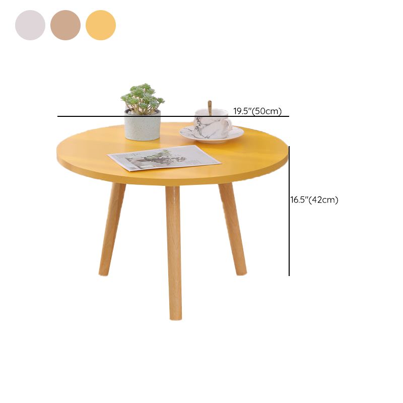 Mesa moderna de 3 piernas Mesa de madera maciza redonda de madera maciza para sala de estar