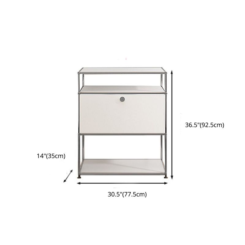 Sideboard bianca moderna con cornice in metallo a buffet da pranzo in legno finto con cassetti