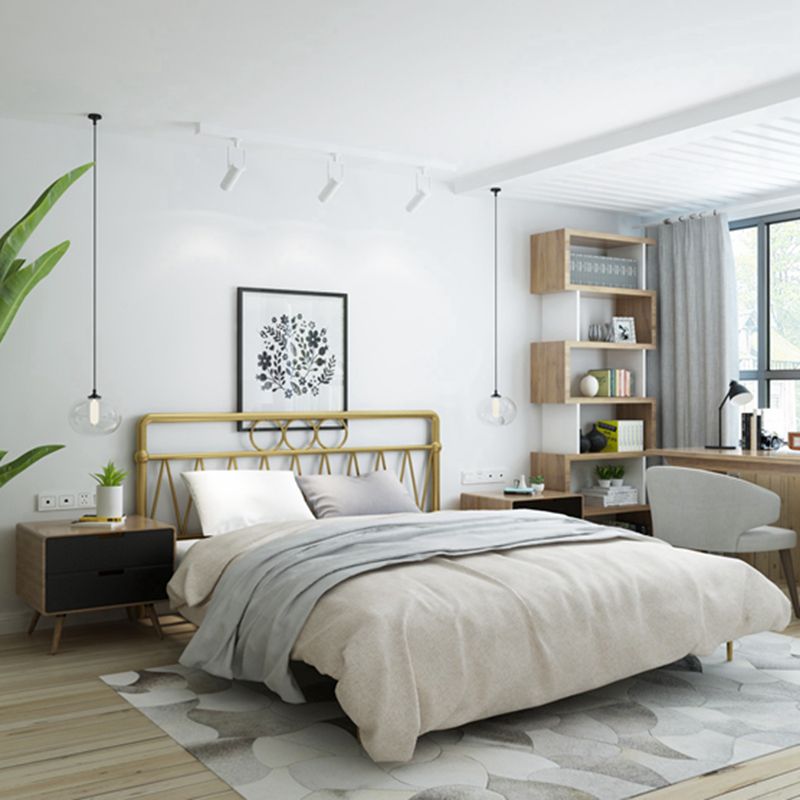 43.3" Tall Bed with Headboard Low Profile Bed with Metal Legs Clearhalo 'Bedroom Furniture' 'Beds' 'furn' 'furn_beds' 'Furniture' 1200x1200_b154f44d-8edb-46f2-85a7-5a35e7b0dcc0