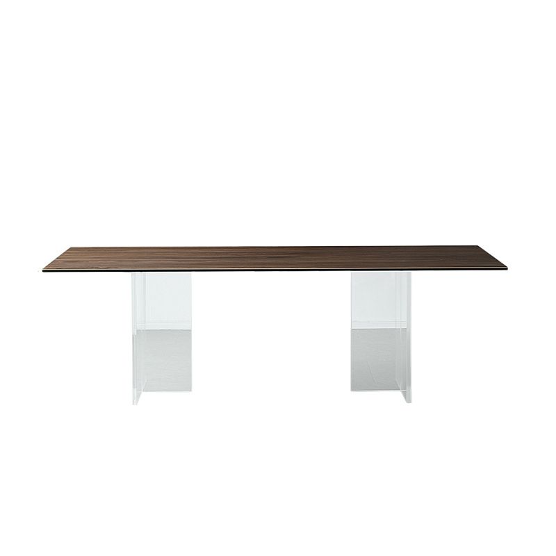 Table à manger rectangulaire moderne, Table en bois avec pieds en plastique pour la maison
