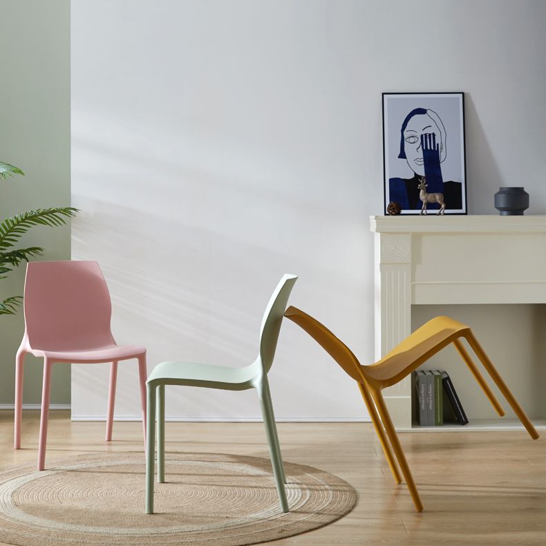 Contemporary Plastic Dining Room Chair Multicolor Stackable Side Chair Clearhalo ' kitchen&dining_furn' 'Dining Chairs' 'Dining Tables & Seating' 'dining_chair' 'furn' 'furn_dining_chair' 'Furniture' 'furniture_dining_chair' 'Kitchen & Dining Furniture' 'kitchen' 1200x1200_b1569921-3c60-4856-8405-3284534c0d2d