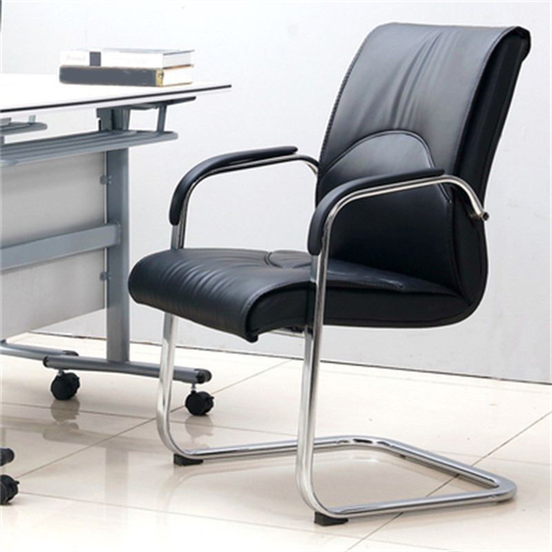 Fixed Padded Arms Office Chair Silver Frame Mid Back Home Office Chair