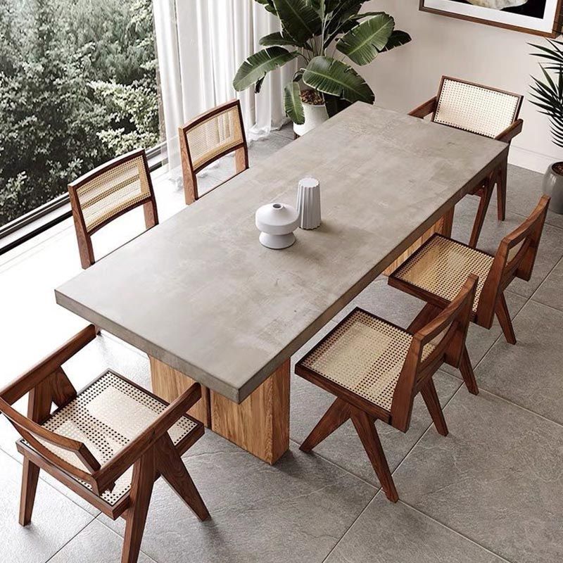 Industrial 1/5/7 Pieces Dining Set Rectangle Wood Dining Table for Dining Room Clearhalo 'Dining Room Sets' 'Dining Tables & Seating' 'dining_room_set' 'furn' 'furn_dining_room_set' 'Furniture' 'Kitchen & Dining Furniture' 1200x1200_b158a9f4-8d4c-4c55-9679-47b6233a227c