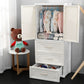 Contemporary Wardrobe Armoire with Drawer Plastic Wardrobe Cabinet Clearhalo 'Armoires & Wardrobes' 'armoires_wardrobes' 'Bedroom Furniture' 'furn' 'furn_armoires_wardrobes' 'Furniture' 1200x1200_b159d3b2-3b39-4cd3-a1ef-1ff5f175a9a3