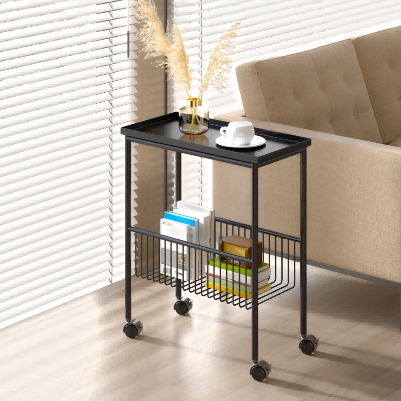 Tavolo superiore del vassoio del vassoio rettangolo in metallo della metà secolo 4 gambe tavolino con archiviazione