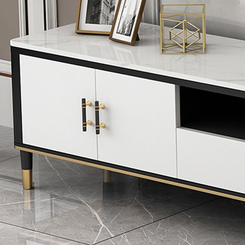 Modern Stone TV Media Stand 16" W Open Shelving TV Stand Console with Cabinet Clearhalo 'furn' 'furn_tv_stands_entertainment_centers' 'Furniture' 'Living Room Furniture' 'TV Stands & Entertainment Centers' 'TV Stands & Media Storage Furniture' 'tv_stands_entertainment_centers' 1200x1200_b15f4e27-a9ff-4a21-b2f3-c18ef42e2359