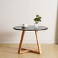 Table basse ronde en bois de style moderne, table de cocktail à pieds croisés