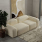 Wool Sofa in White Standard Settee Square Arm Sofa for Living Room