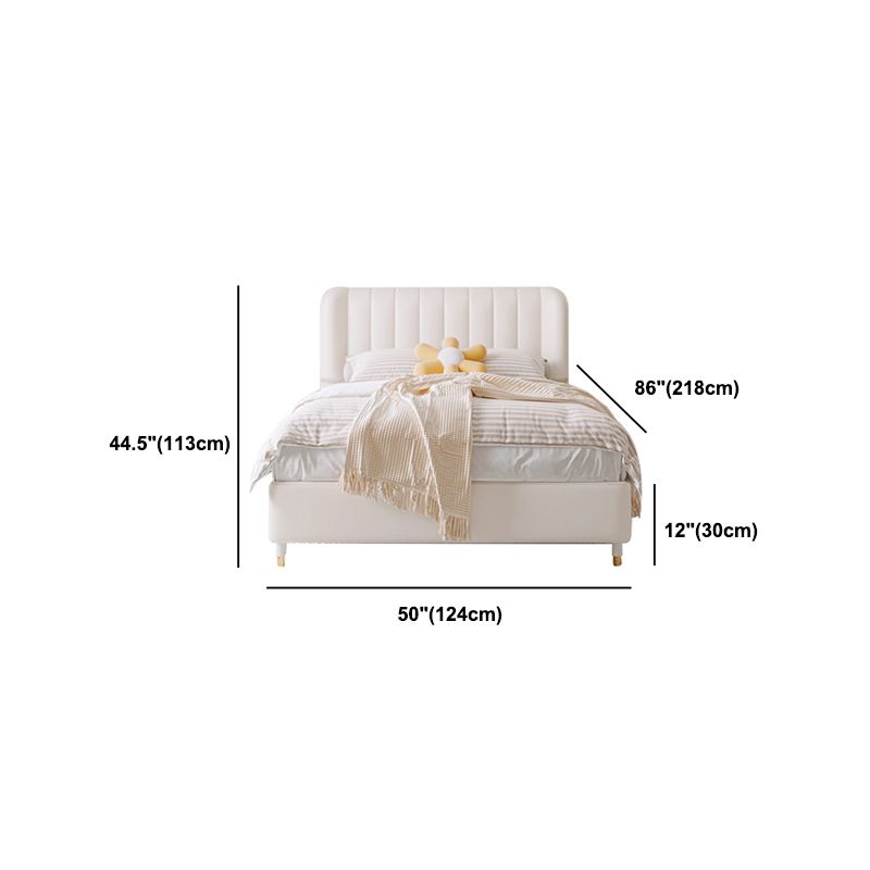 Contemporary White Wingback Bed with Upholstered Headboard Bed