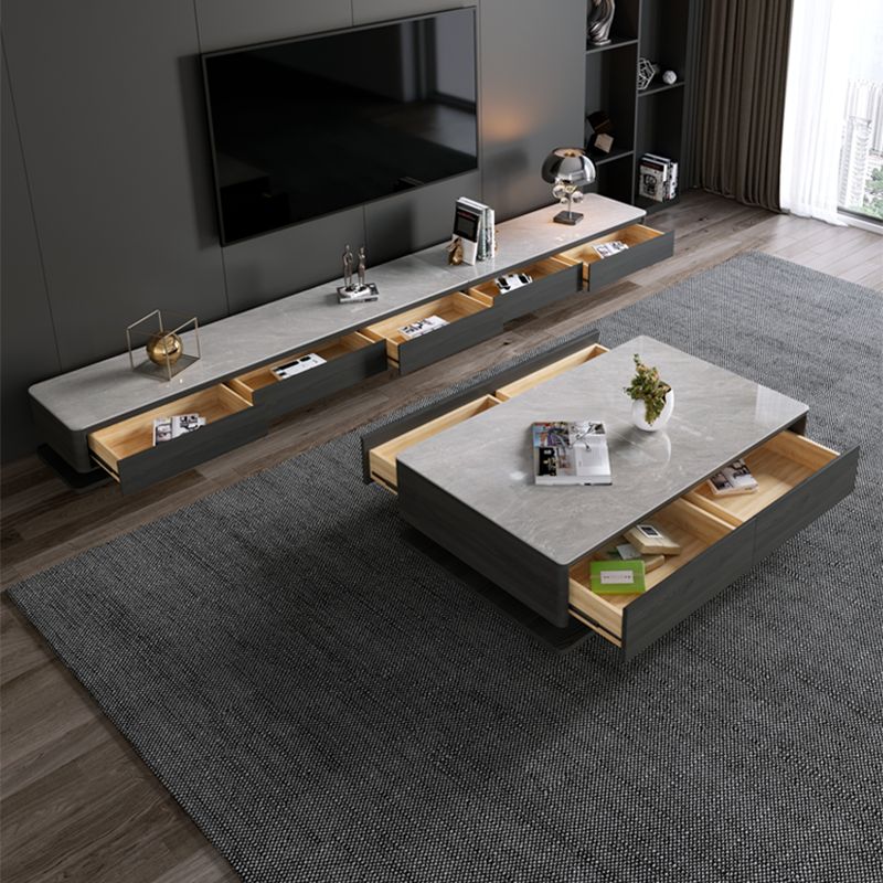 Rectangle Single Coffee Table Glam 1 Coffee Table with 4 Drawers Clearhalo 'Coffee & Accent Tables' 'Coffee Tables' 'coffee_tables' 'furn' 'furn_coffee_tables' 'Furniture' 'Living Room Furniture' 1200x1200_b16592cb-7ead-4f8a-b99f-9aecf519b904