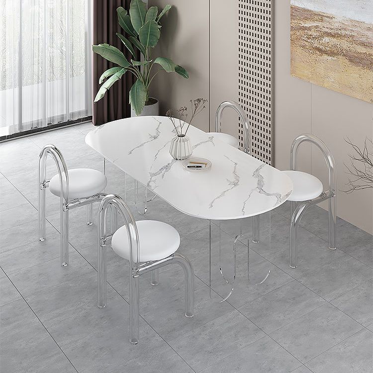 Designer Style Acrylic Dining Room Set 1/2/5 Pieces Rectangular Dining Set