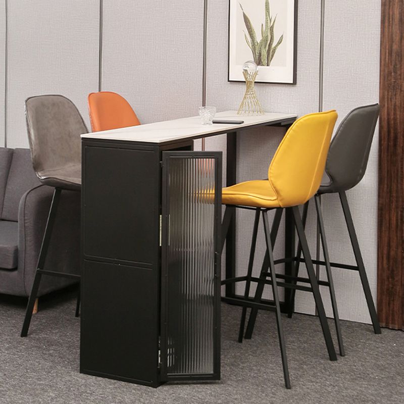 Modern Bistro Bar Table Sintered Stone Bar Table with Storage Clearhalo 'Bar Furniture' 'Bar Tables' 'bar_tables' 'furn' 'furn_bar_tables' 'Furniture' 'Kitchen & Dining Furniture' 1200x1200_b169293c-583a-47a1-907f-08f251661cd4