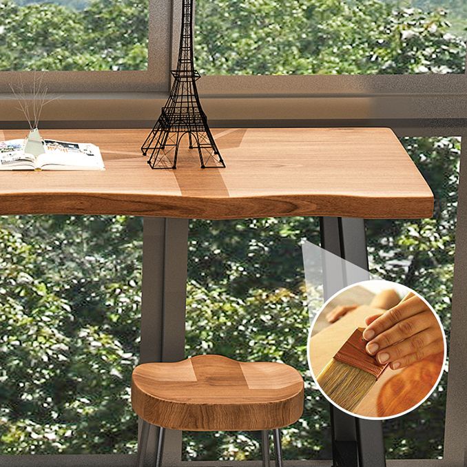 Brown Modern Style Specialty Bar Table Wood and Iron Coffee Shop Bar Table Clearhalo 'Bar Furniture' 'Bar Tables' 'bar_tables' 'furn' 'furn_bar_tables' 'Furniture' 'furniture_bar_tables' 'Kitchen & Dining Furniture' 1200x1200_b16b010c-2932-4b3c-9029-bbe3e8199f39
