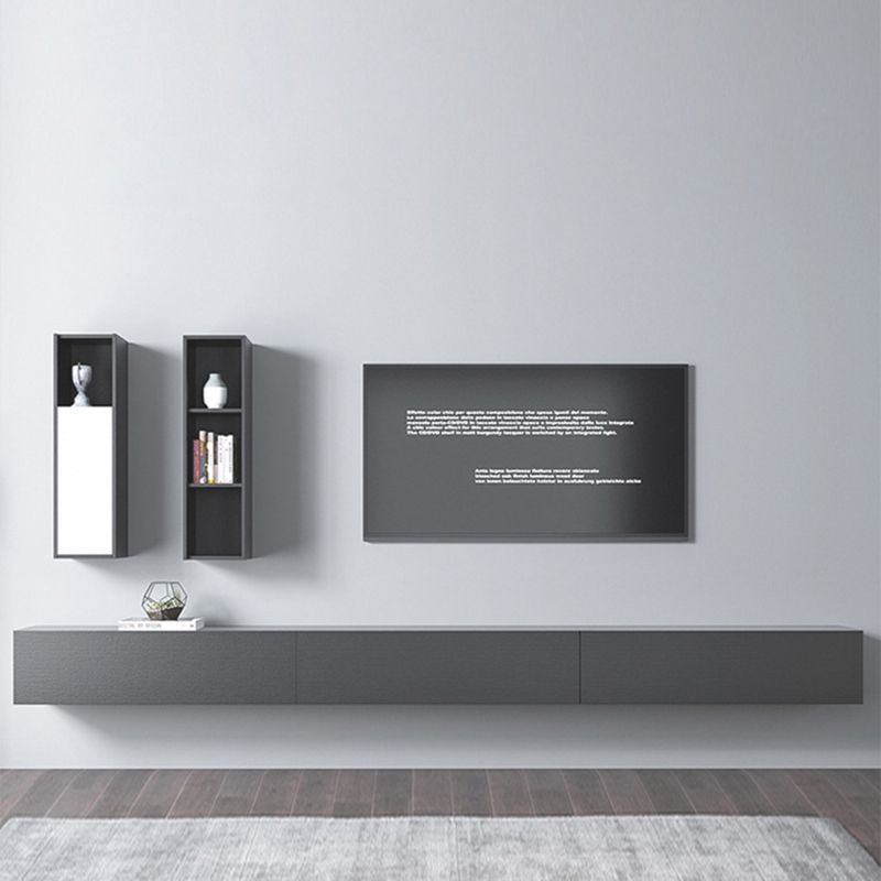 Modern Wood TV Stand Console Floating Black TV Media Stand for Living Room Clearhalo 'furn' 'furn_tv_stands_entertainment_centers' 'Furniture' 'Living Room Furniture' 'TV Stands & Entertainment Centers' 'TV Stands & Media Storage Furniture' 'tv_stands_entertainment_centers' 1200x1200_b16b03e7-4496-4ef3-b149-15eb240949af