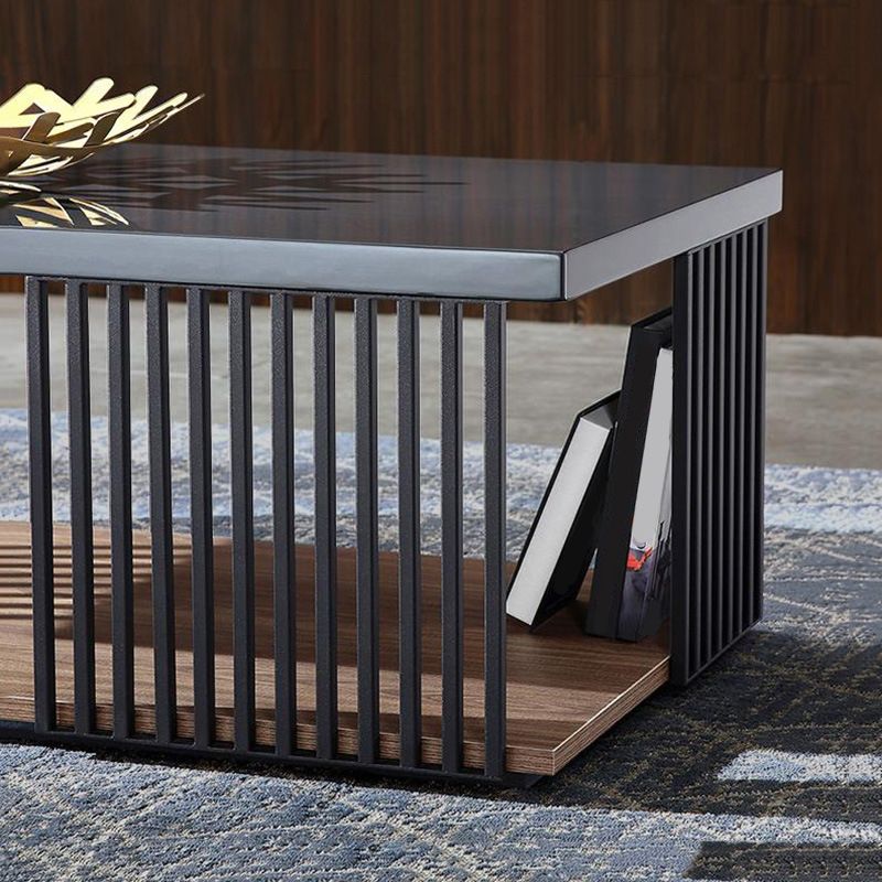 Rectangular Iron and Wood Coffee Cocktail Table with Storage Clearhalo 'Coffee & Accent Tables' 'Coffee Tables' 'coffee_tables' 'furn' 'furn_coffee_tables' 'Furniture' 'Living Room Furniture' 1200x1200_b16c03f0-1651-4e91-84a1-c10382cc7af5