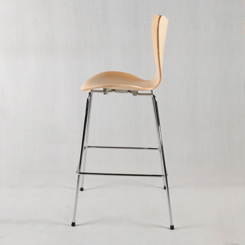 Modern Armless Backrest Bar Stool Wood Kitchen Bar Stool with 4 Metal Legs Clearhalo 'Bar Furniture' 'Bar Stools' 'bar_stools' 'furn' 'furn_bar_stools' 'Furniture' 'Kitchen & Dining Furniture' 1200x1200_b16dd2ee-2668-48f4-bbd2-73524d37eae9