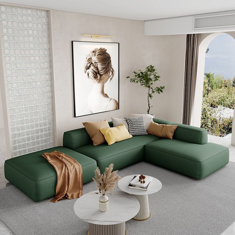 Contemporary Faux Leather Sofa 102.36" W Recessed Arm Sofa with Chaise