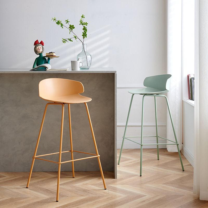 Scandinavian Plastic Metal Counter Stools Low Back Indoor Bar Stools with 4 Legs Clearhalo 'Bar Furniture' 'Bar Stools' 'bar_stools' 'furn' 'furn_bar_stools' 'furniture_bar_stools' 'Kitchen & Dining Furniture' 'kitchen&dining_furn' 'kitchen' 'kitchen_furn' Furniture' 1200x1200_b16efd71-2626-4ac6-91c4-7006703c5faf