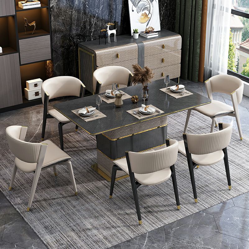 Tavolo da pranzo rettangolare Piano moderno in legno con base in metallo