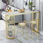 Glam Gold Iron Bar Dining Table White Stone Top Indoor Bistro Table with Shelf Clearhalo 'Bar Furniture' 'Bar Tables' 'bar_tables' 'furn' 'furn_bar_tables' 'Furniture' 'furniture_bar_tables' 'Kitchen & Dining Furniture' 1200x1200_b171ebd9-d3ed-4edd-b5d2-44b6e6bb911a