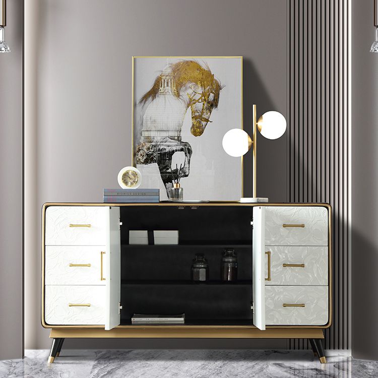 Glam Birch Sideboard Adjustable Shelving Cabinets Credenza with Drawer for Living Room Clearhalo 'buffet_sideboard' 'Buffets & Sideboards' 'furn' 'furn_buffet_sideboard' 'Furniture' 'furniture_buffet_sideboard' 'Kitchen & Dining Furniture' 1200x1200_b171f03a-4e67-4379-8913-94a42c01f95d