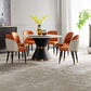 Modern Stone Round Table Standard Height Dining Room Table with Pedestal Base