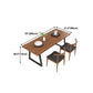Metal Sled Base Dining Table Modern Solid Wood Top Dining Table in Brown and Black Clearhalo 'Dining Tables & Seating' 'Dining Tables' 'dining_table' 'furn' 'furn_dining_table' 'Furniture' 'furniture_dining_table' 'Kitchen & Dining Furniture' 'kitchen' 'kitchen_dining_table' 1200x1200_b177d719-a8d2-4188-b6b4-fb04b18f7447