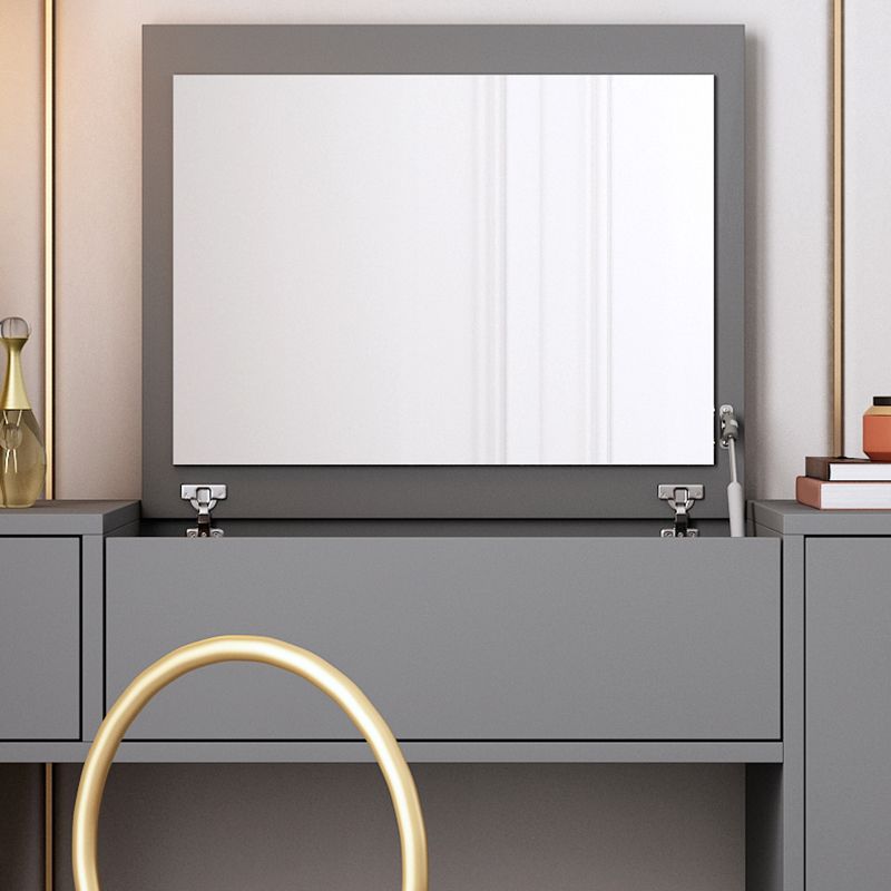 Flip-Top Vanity Set Contemporary 2 Drawers Makeup Dressing Table Clearhalo 'Bedroom Furniture' 'furn' 'furn_makeup_vanities' 'Furniture' 'Makeup Vanities' 'makeup_vanities' 1200x1200_b17b15cc-d3b9-43b0-9206-9080efef9b12