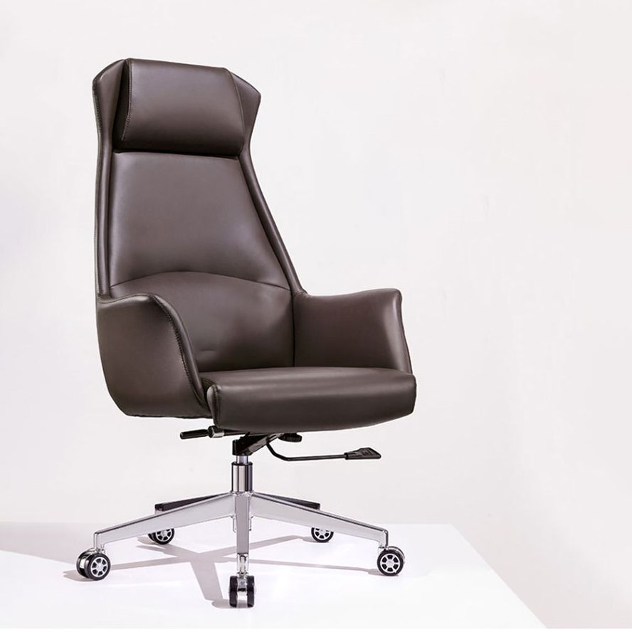 Modern Desk Chair High-Back Leather Computer Chair with Wheels Clearhalo 'furn' 'furn_office_chair' 'Furniture' 'Office Chairs' 'Office Furniture' 'office_chair' 1200x1200_b17b9d9f-9cd2-4880-88a8-61a5dc40dee8