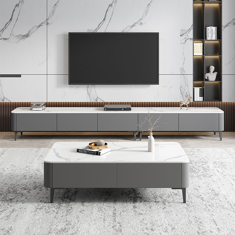 4 gambe tavolo da cocktail di caffè con cassetti di stoccaggio top rettangolo