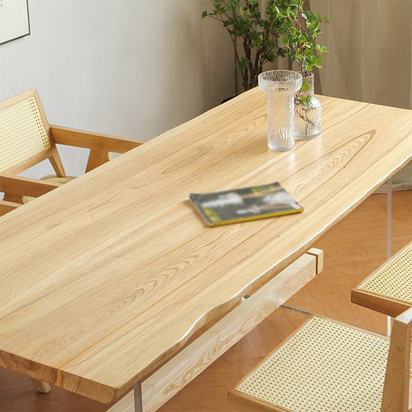 Modern Brown Wood Dining Table Rectangle Dining Table for Kitchen