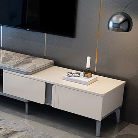 Modern Stone TV Media Stand Open Shelving TV Stand Console with Drawers