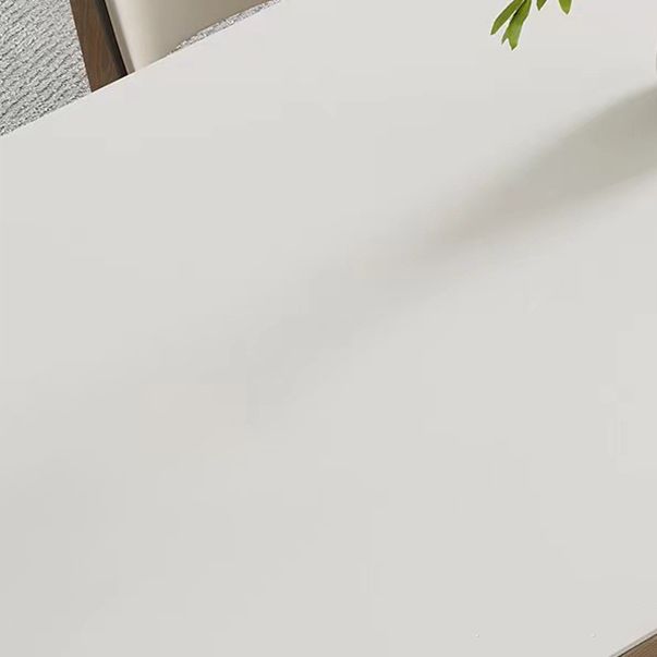 Stone Dining Table Set with Ash Wood Frame 1/4/5/7 Pcs Contemporary White Dining Set