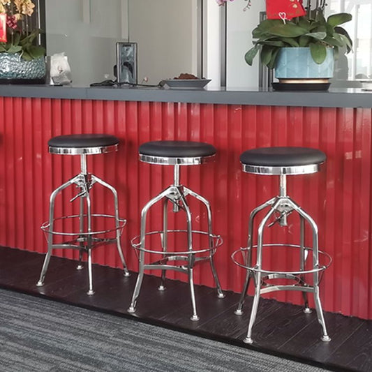 Industrial Metal Legs Bar Stools Indoor Faux Leather Counter Chair