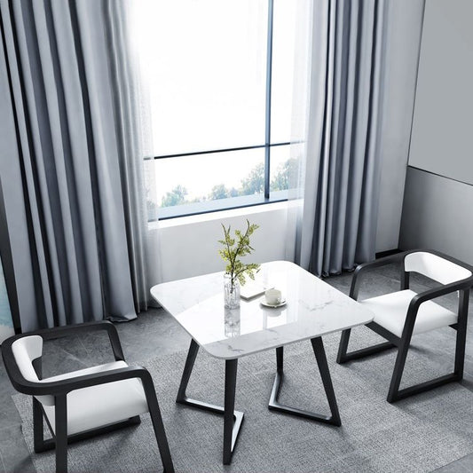 Industrial Style Dining Site Table Stone Furniture with Double Pedestal