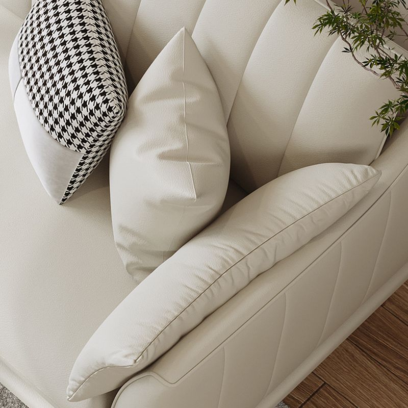 Modern Style Solid Wood Base Namib & White Leather Rectangular Sofa Clearhalo 'furn' 'furn_sofas' 'Furniture' 'furniture_sofas' 'kitchen' 'kitchen_sofas' 'Living Room Furniture' 'Sofa' 'sofas' 1200x1200_b18668f0-1d97-4c4b-9b7d-7d34fc0fa0f4