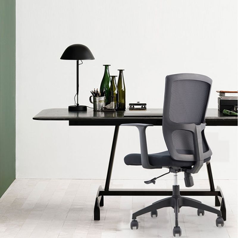Contemporary Mid Back Office Chair with Fixed Arms Microfiber Task Chair with Black Frame Clearhalo 'furn' 'furn_office_chair' 'Furniture' 'furniture_office_chair' 'Office Chairs' 'Office Furniture' 'office_chair' 1200x1200_b18791a5-822d-48b6-9392-58c5d10fb0e4