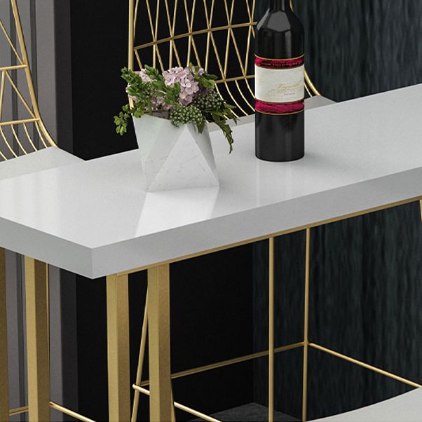 Glam Wood Pub Table with Rectangle Table Top Gold Sled Table - 41.3" H Clearhalo 'Bar Furniture' 'Bar Tables' 'bar_tables' 'furn' 'furn_bar_tables' 'Furniture' 'furniture_bar_tables' 'Kitchen & Dining Furniture' 1200x1200_b18b2291-f5db-4f59-9f2c-339391166ce9
