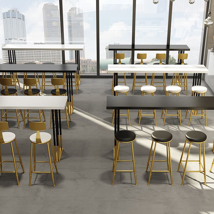 Nordic Style Bar Table Pine Top Pub Table with Black-gold Frame (only table) Clearhalo 'Bar Furniture' 'Bar Tables' 'bar_tables' 'furn' 'furn_bar_tables' 'Furniture' 'furniture_bar_tables' 'Kitchen & Dining Furniture' 'kitchen&dining_furn' 'kitchen' 1200x1200_b18b3df5-3ec9-4596-985c-661ab6f23fc6