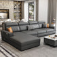 Nordic Cushions Recessed Arm Faux Leather Stationary with Storage Seating