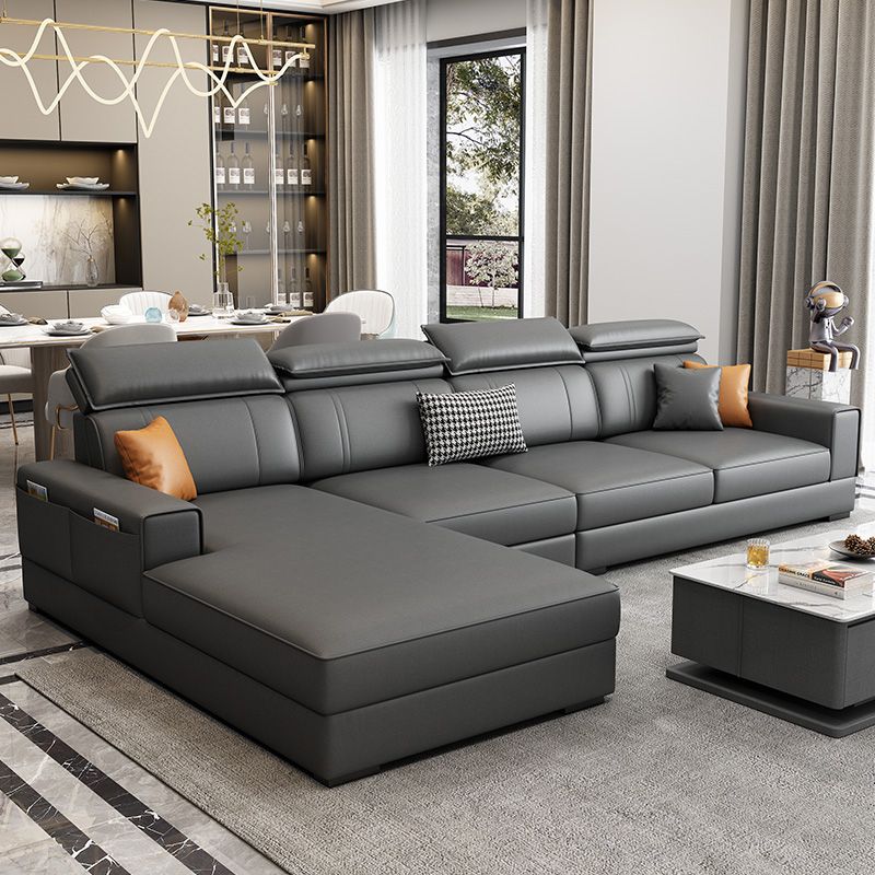 Nordic Cushions Recessed Arm Faux Leather Stationary with Storage Seating