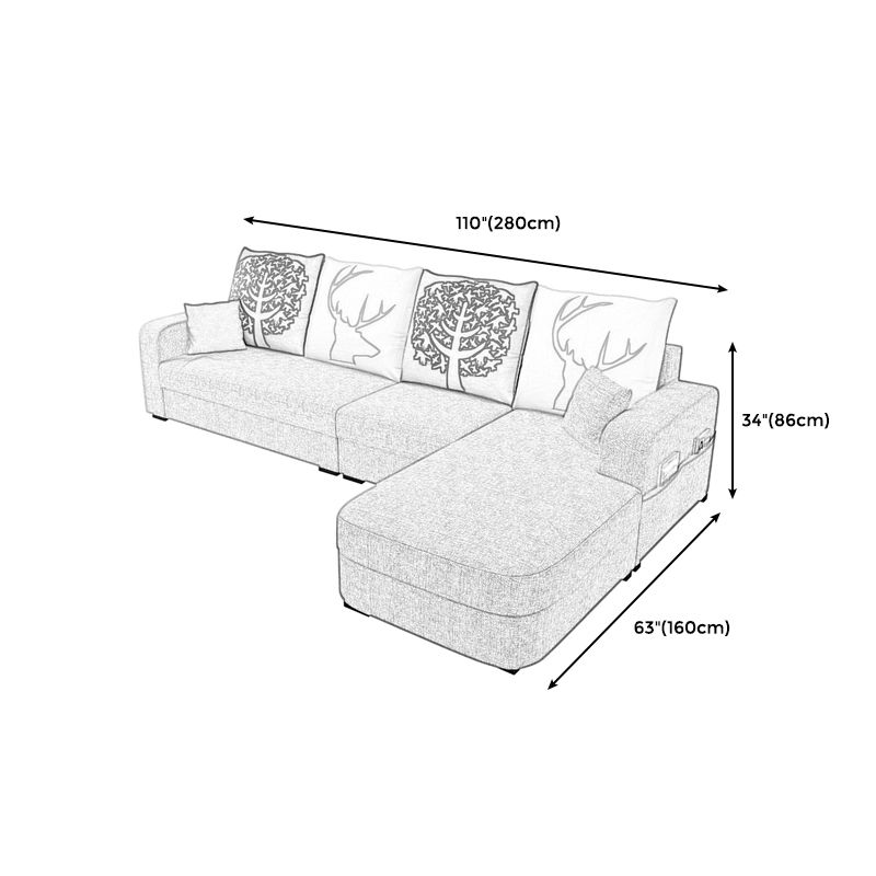 110.24"D x 62.99"W x 33.86"H Casual Removable Cushions Sectionals,Square Arm Clearhalo 'furn' 'furn_sectionals' 'Furniture' 'furniture_sectionals' 'kitchen' 'kitchen_sectionals' 'Living Room Furniture' 'Sectionals' 1200x1200_b18c76f9-86de-4082-9c52-38be5073cda7