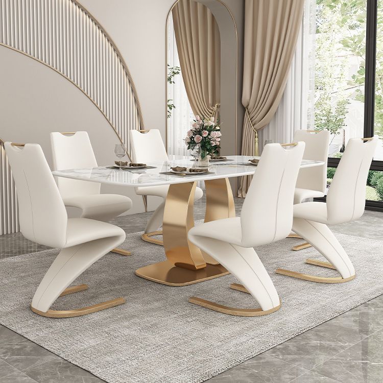 Traditional Luxury Dining Table Sintered Stone Rectangle Dining Table with Gold Frame Clearhalo ' dining_table' 'Dining Tables & Seating' 'Dining Tables' 'furn' 'furn_dining_table' 'Furniture' 'furniture_dining_table' 'Kitchen & Dining Furniture' 'kitchen&dining_furn' 'kitchen' 'kitchen_dining_table' 1200x1200_b18c7b74-7211-4c97-9c20-5ae4a4199d1b