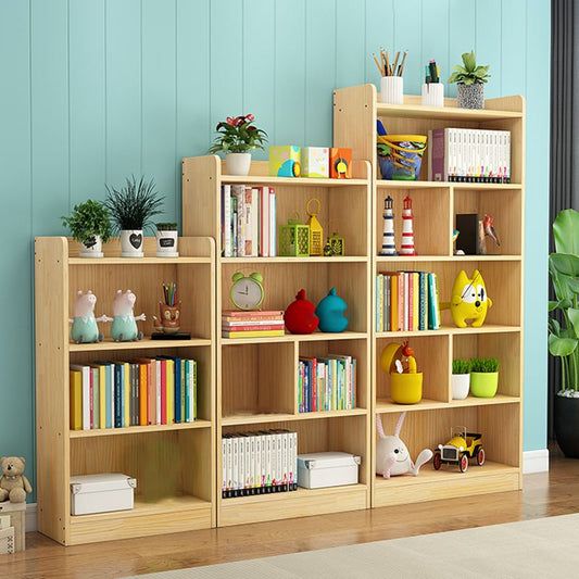 Modern Standard Bookcase Wooden Closed Back Bookshelf with Shelves