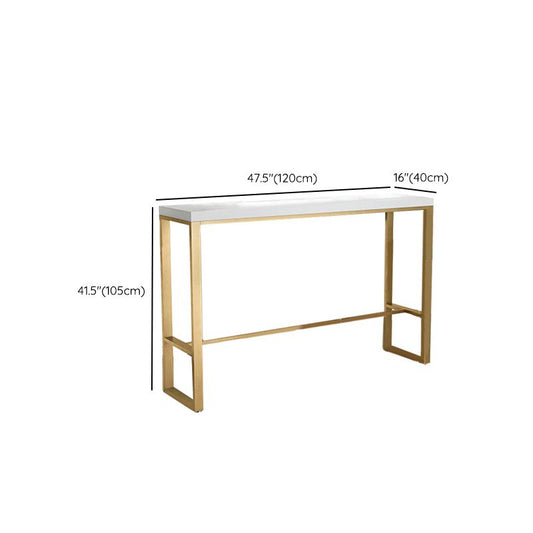 Glam Bar-height Table Solid Wood Top Pub Table with Gold Metal Base Clearhalo 'Bar Furniture' 'Bar Tables' 'bar_tables' 'furn' 'furn_bar_tables' 'Furniture' 'Kitchen & Dining Furniture' 1200x1200_b18d3147-697c-4ac5-940f-589d7057daeb