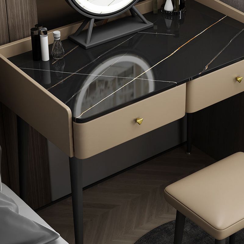 Tocador contemporáneo 2 cajones de almacenamiento tocador con taburetes acolchados