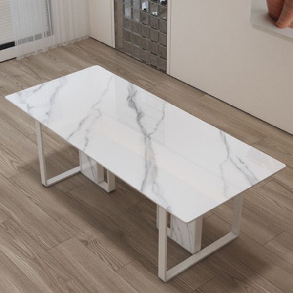 Mesa de comedor de piedra estilo Glam, mesa de comedor de 4 patas para comedor