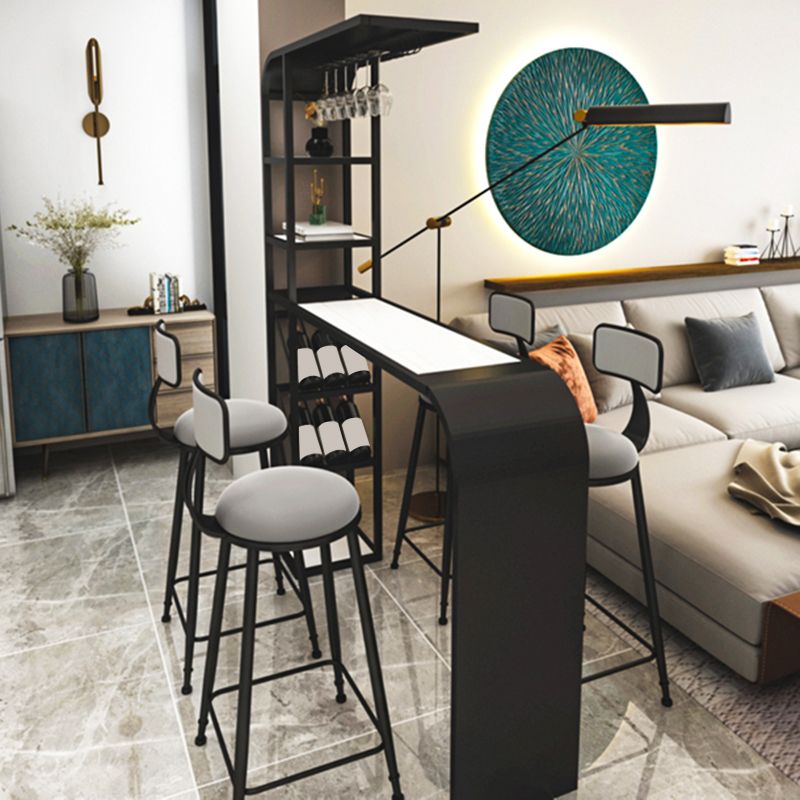 Contemporary Style Rectangle Bar Table Stone Bar Height Table with Storage Clearhalo 'Bar Furniture' 'Bar Tables' 'bar_tables' 'furn' 'furn_bar_tables' 'Furniture' 'Kitchen & Dining Furniture' 1200x1200_b18e28b0-0f6c-4fd9-8aee-0a58cf029b72