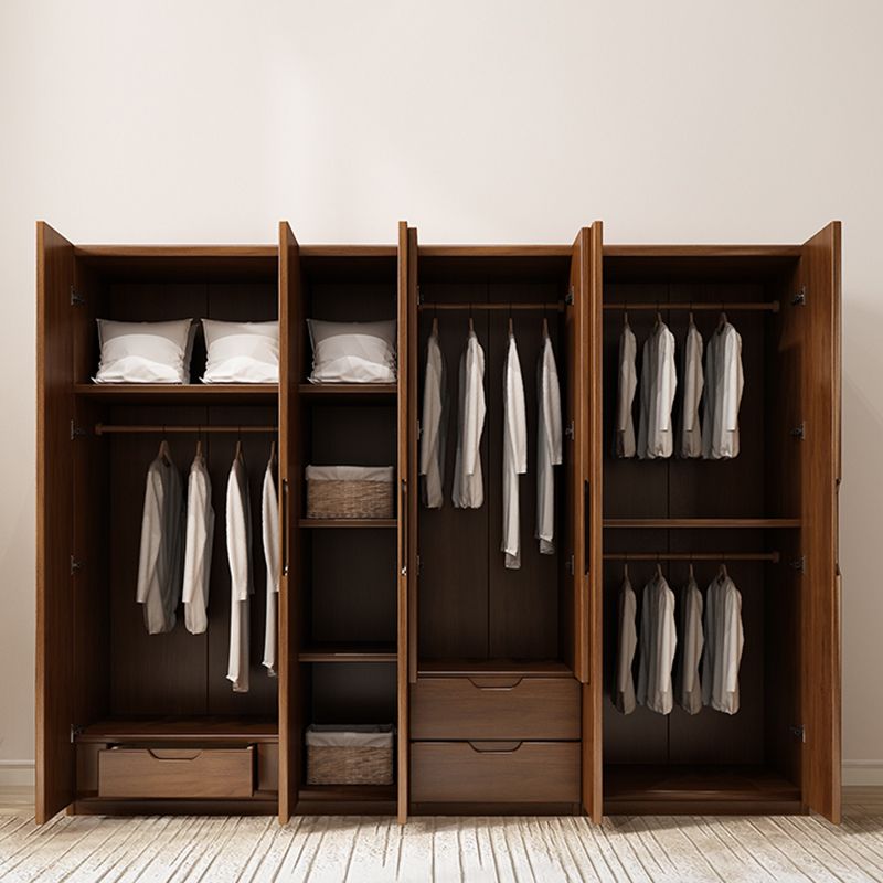 Armoire de garde-robe en bois massif armoire de rangement brun contemporain