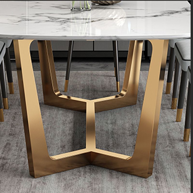 Glam Dining Faux Marble Table Rectangle Table with Metal Legs for Kitchen Clearhalo 'Dining Tables & Seating' 'Dining Tables' 'dining_table' 'furn' 'furn_dining_table' 'Furniture' 'Kitchen & Dining Furniture' 1200x1200_b18f1c1e-a3a6-4ed3-88c3-e8347d345636